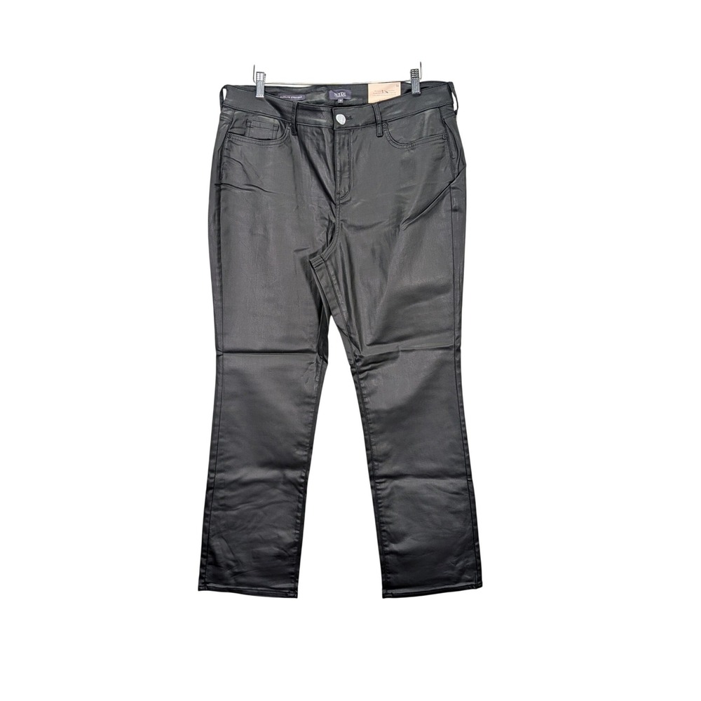 NYDJ‎ Marilyn Straight Black Coated Jeans Womens 18 31" Inseam NWT